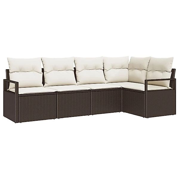 vidaXL Garten-Sofa-Set 5-Tlg Braun Poly Rattan 3346378 günstig online kaufen