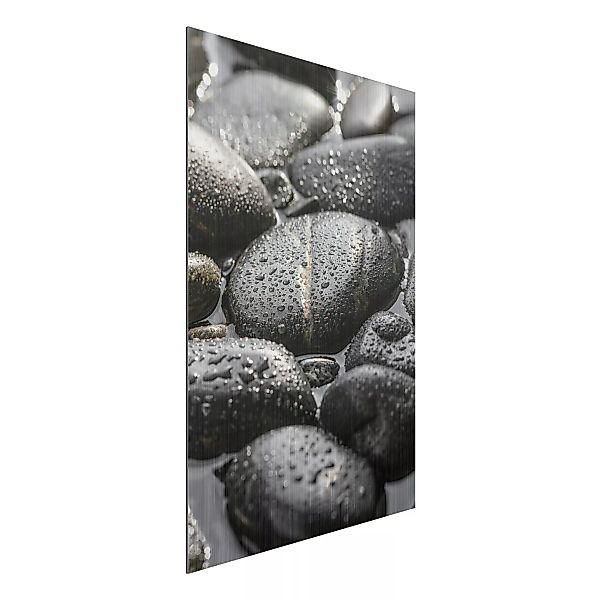 Alu-Dibond Bild - Hochformat 2:3 Schwarze Steine im Wasser günstig online kaufen