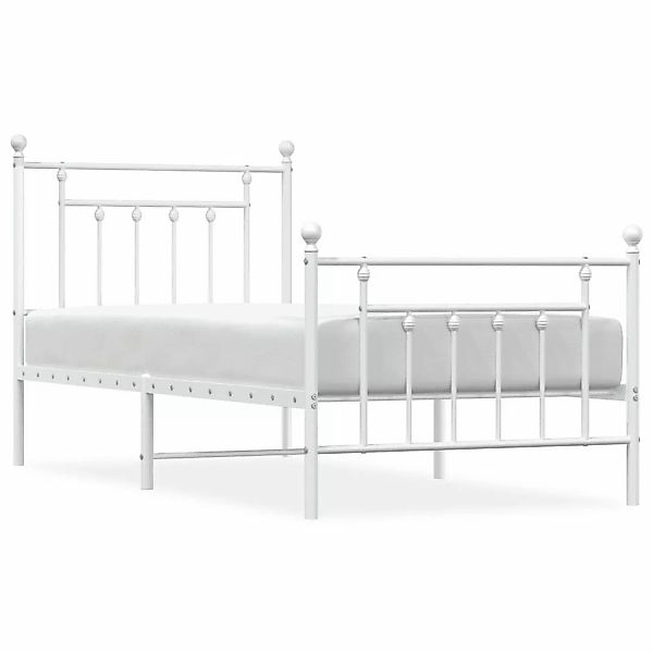 vidaXL Bettgestell mit Kopf- und Fußteil Metall Weiß 90x190 cm Modell 31846 günstig online kaufen