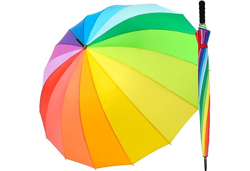 iX-brella Langregenschirm Leichter Regenbogen Fiberglas XXL-Schirm 16-teili günstig online kaufen