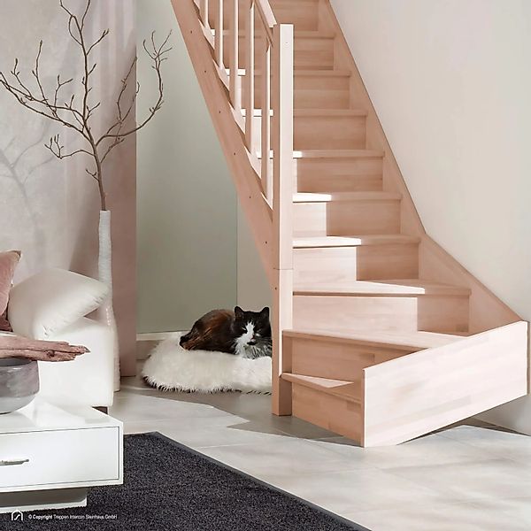 Treppen Intercon Holztreppe Casablanca Raumspartreppe Buche Naturbelassen L günstig online kaufen
