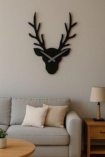 MF Wanduhr Wanduhr Hirschkopf Vilbert Metall Schwarz Modern Design günstig online kaufen