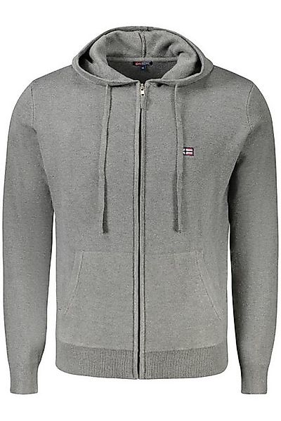 NORWAY 1963 Strickpullover Graue Herren Strickjacke mit Kapuze und Stickere günstig online kaufen
