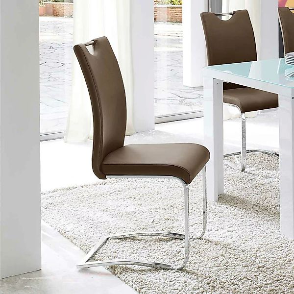 Freischwinger Stuhl in Cappuccino Griff (4er Set) günstig online kaufen