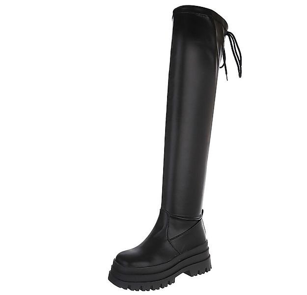 Ital-Design Knielange Stiefel mit robuster Sohle und Schnürverschluss Plate günstig online kaufen
