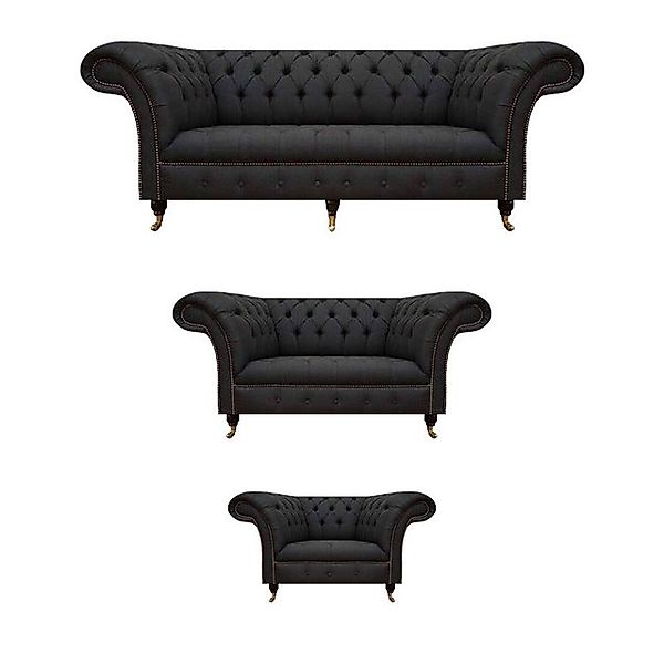 JVmoebel Sofa Chesterfield Schwarze Wohnzimmer Couchen Komplette Garnitur 3 günstig online kaufen