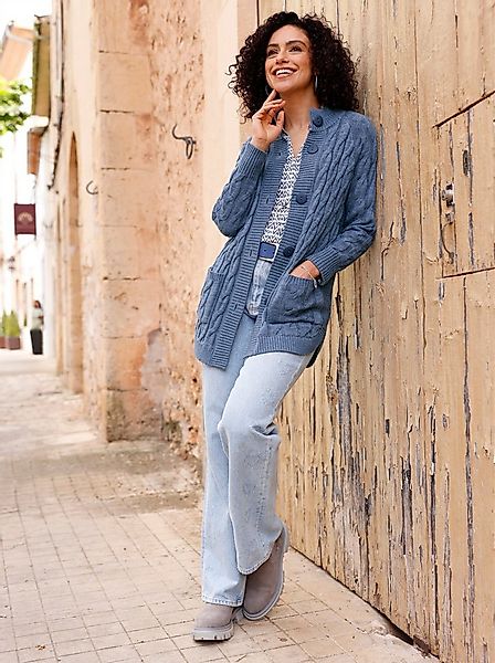 Witt Strickpullover Long-Strickjacke Langarm Zopfmuster günstig online kaufen