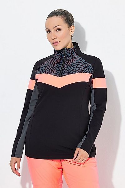 Ulla Popken T-Shirt Funktions-Troyershirt Slim Stehkragen Langarm günstig online kaufen