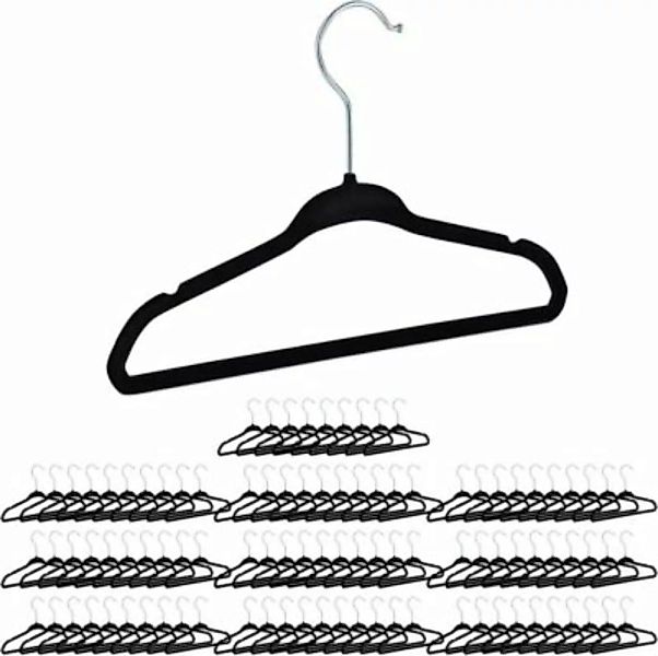 relaxdays 100 x Kinderkleiderbügel Samt schwarz günstig online kaufen