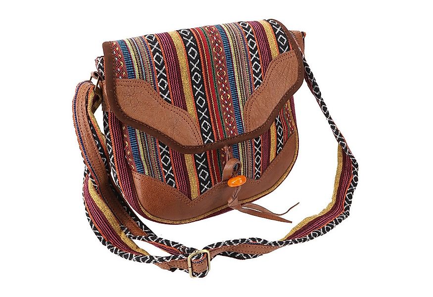 Guru-Shop Schultertasche Ethno Schultertasche mit Leder, große.. günstig online kaufen