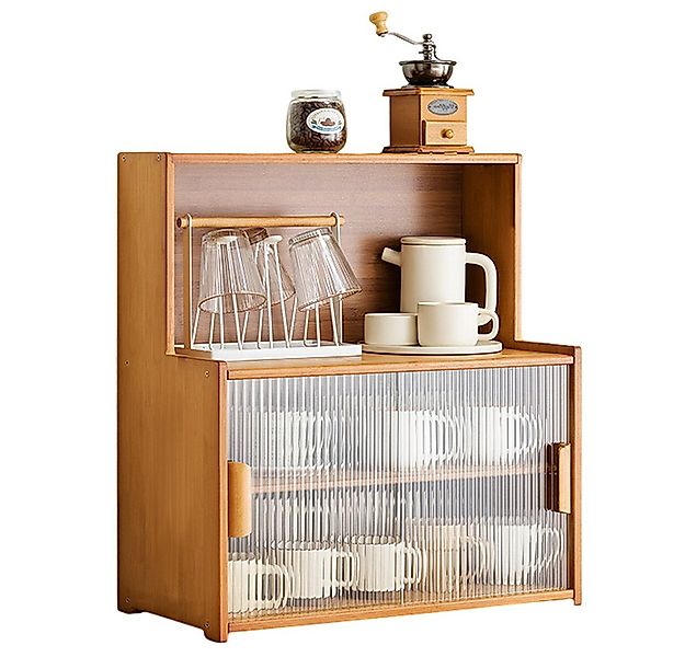 NUODWELL Küchenbuffet Küchenschrank Bambus, Aufbewahrungsschrank mit 2 Schi günstig online kaufen