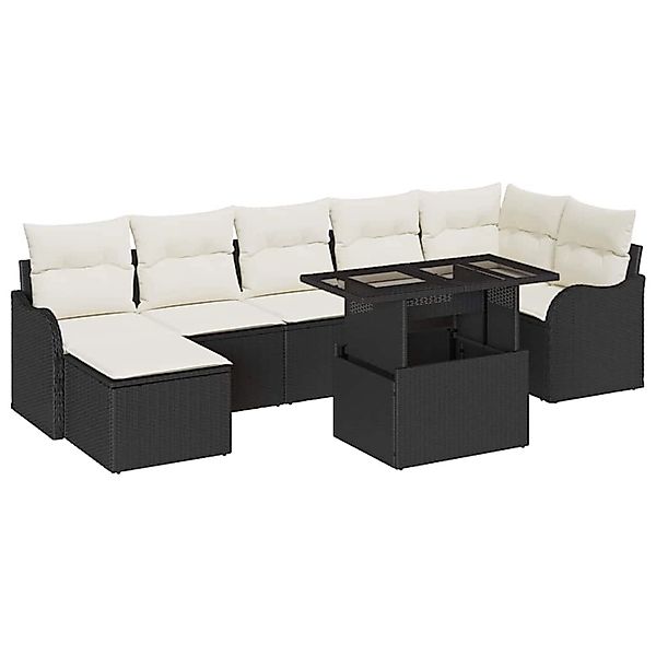 vidaXL Garten-Sofa-Set mit Kissen 8-Tlg Schwarz Poly Rattan 3348503 günstig online kaufen