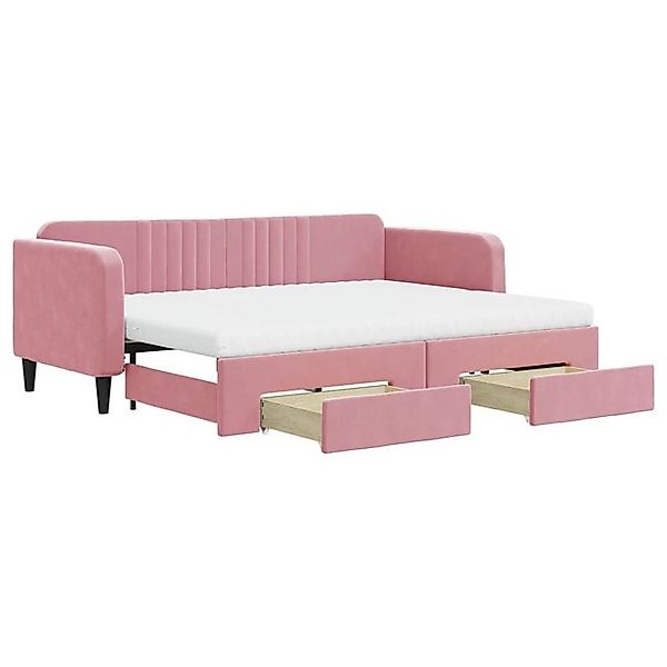 vidaXL Bett, Tagesbett Ausziehbar mit Schubladen Rosa 80x200 cm Samt günstig online kaufen