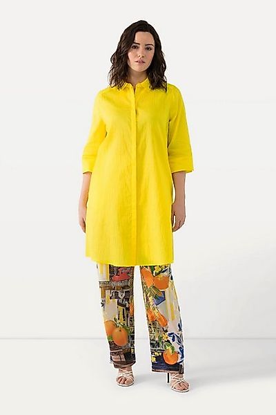 Ulla Popken Hemdbluse Longbluse Leinenmix A-Linie günstig online kaufen