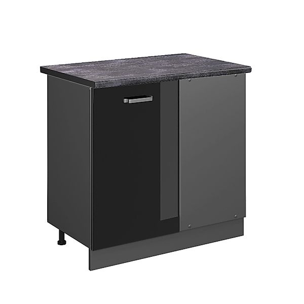 Vicco Eckunterschrank R-Line, Schwarz Hochglanz/Anthrazit, 86 cm ohne Arbei günstig online kaufen