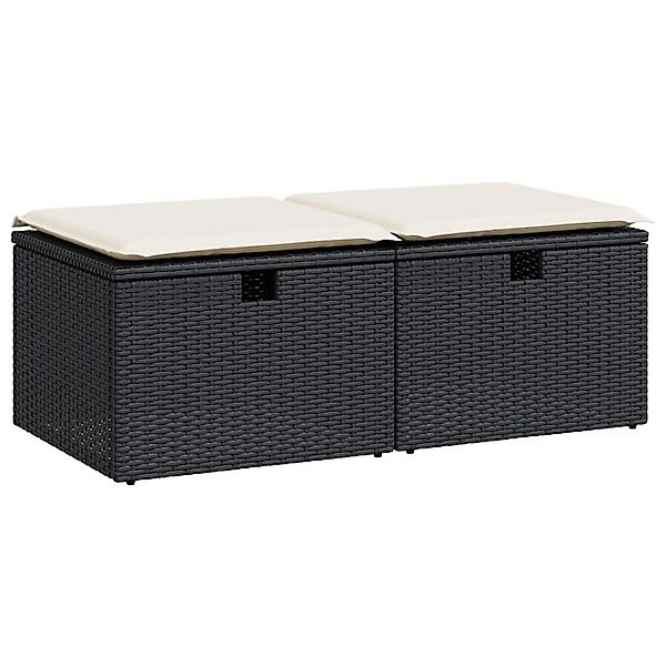 vidaXL 2-Tlg Garten-Sofagarnitur mit Kissen Schwarz Poly Rattan 3328669 günstig online kaufen