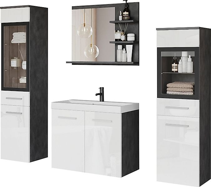 welltime Badmöbel-Set MADRIT, (Komplett-Set, 5-St., mit Waschbecken), Wasch günstig online kaufen