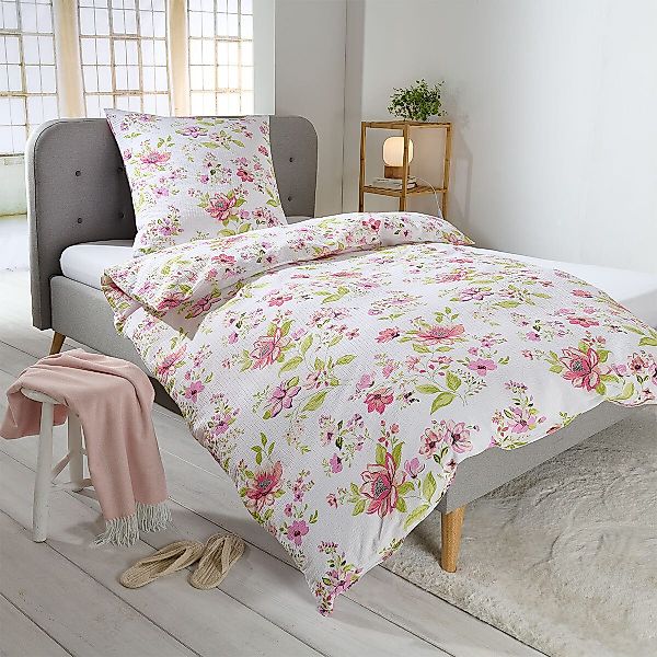TRAUMSCHLAF Bettwäsche Fleur, Seersucker, 3 teilig, günstig online kaufen