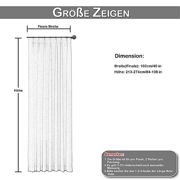 BTTO V&G Gardine Vorhänge Transparenter Gardinen,Leinenvorhang günstig online kaufen