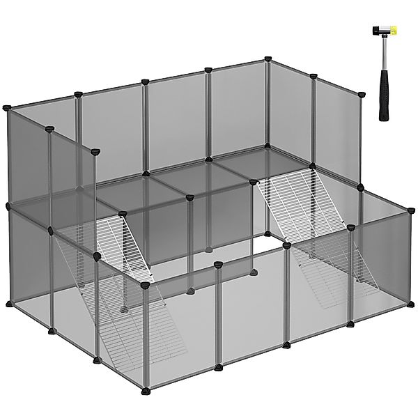 SONGMICS Kleintierkäfig, 2-stöckig mit Metallgittertreppen 143x108x92cm günstig online kaufen