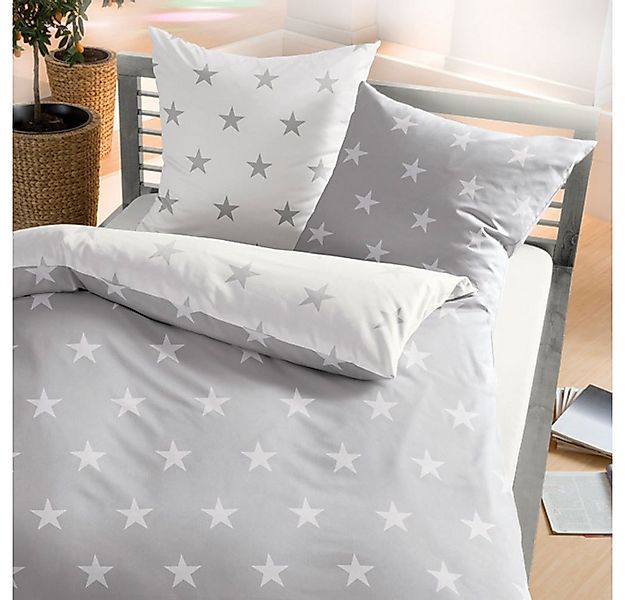TRAUMSCHLAF Bettwäsche Stars silber, Biber, 3 teilig, warme weiche Winterbe günstig online kaufen