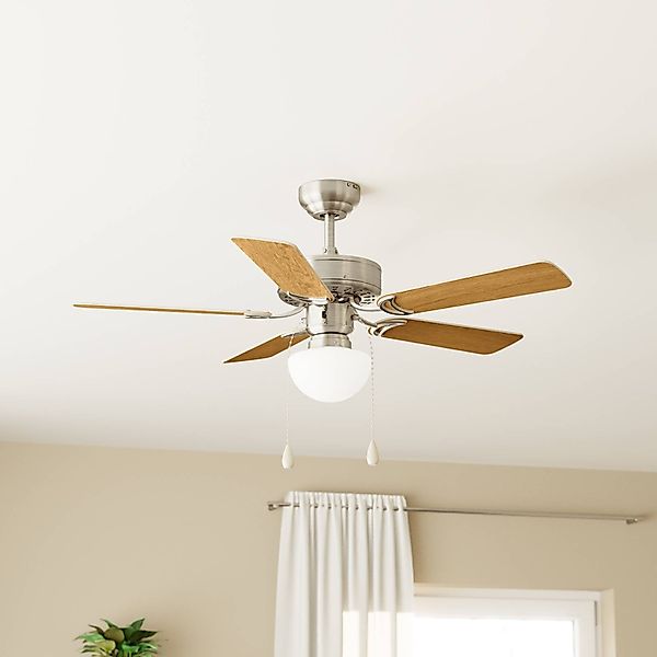 Deckenventilator Cadiz, E27, Zugschalter, nickel matt günstig online kaufen