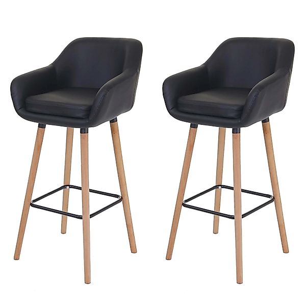 PROREGAL 2er-Set Barhocker Oslo Mit Lehne Sitzhöhe 79cm Kunstleder Schwarz günstig online kaufen