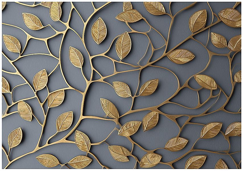 Wallarena Fototapete Blätter Gold Schwarz Vlies günstig online kaufen