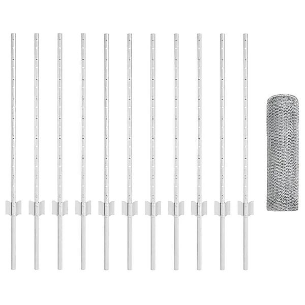 vidaXL Zaun mit Pfosten Silber 0,8 x 25 m Stahl 3336994 günstig online kaufen