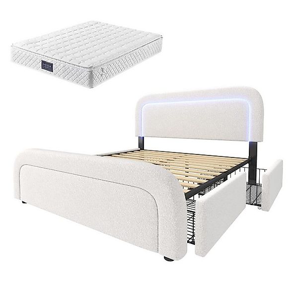 Gotagee Polsterbett Jugendbett Heimbett USB Typ C LED Sherp Weiß flaches Be günstig online kaufen