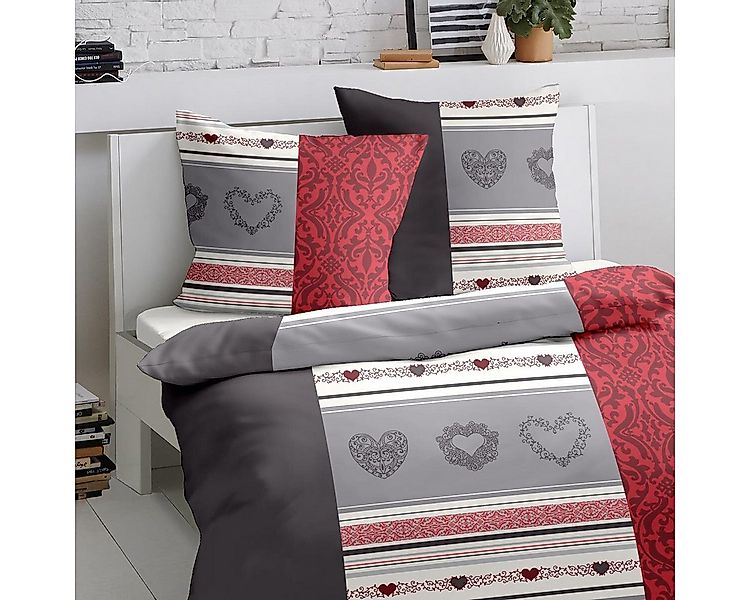 TRAUMSCHLAF Bettwäsche Herzen, Biber, 2 teilig, Biberbettwäsche weich und k günstig online kaufen