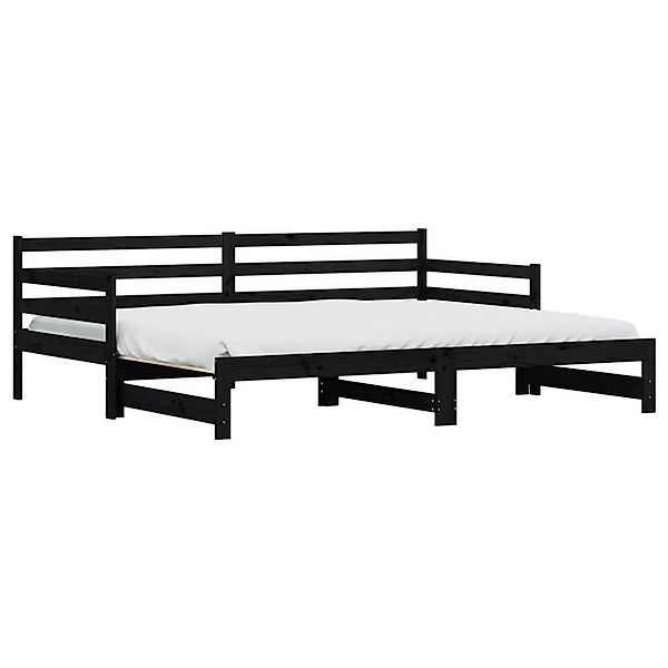 furnicato Bett Tagesbett Ausziehbar Schwarz 90x200 cm Massivholz Kiefer (1- günstig online kaufen
