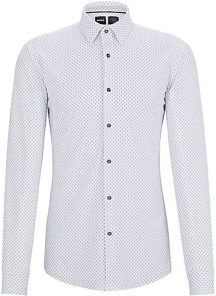 BOSS Hank Hemd Stretch Druck Weiß - Größe 40 günstig online kaufen