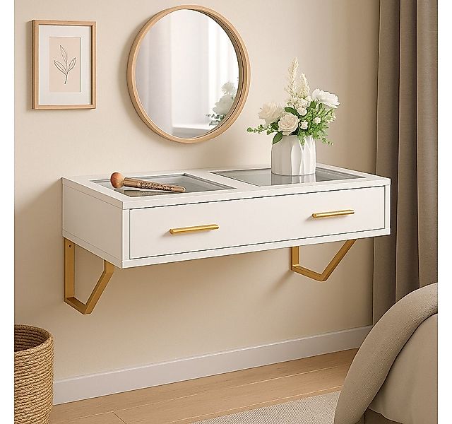 HollyHOME Schminktisch Wandmontierter Schminktisch mit transparentem Glas, günstig online kaufen