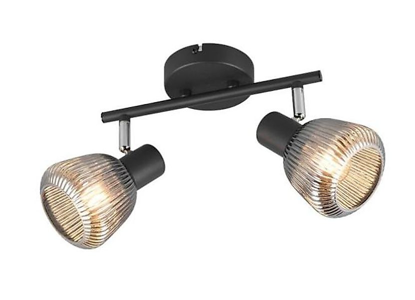 Spot 2x E14 Metall Matt Chrom bedampft 1 Stück Metall / Glas Schwarz günstig online kaufen