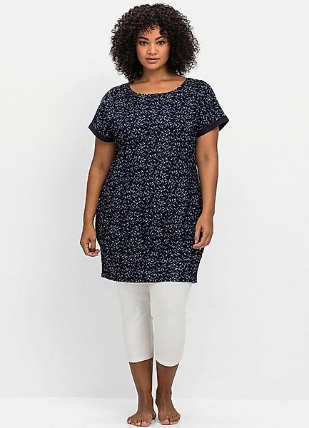 Sheego T-Shirt Shirtkleid Kurzarm mit Alloverdruck und breitem Saum günstig online kaufen