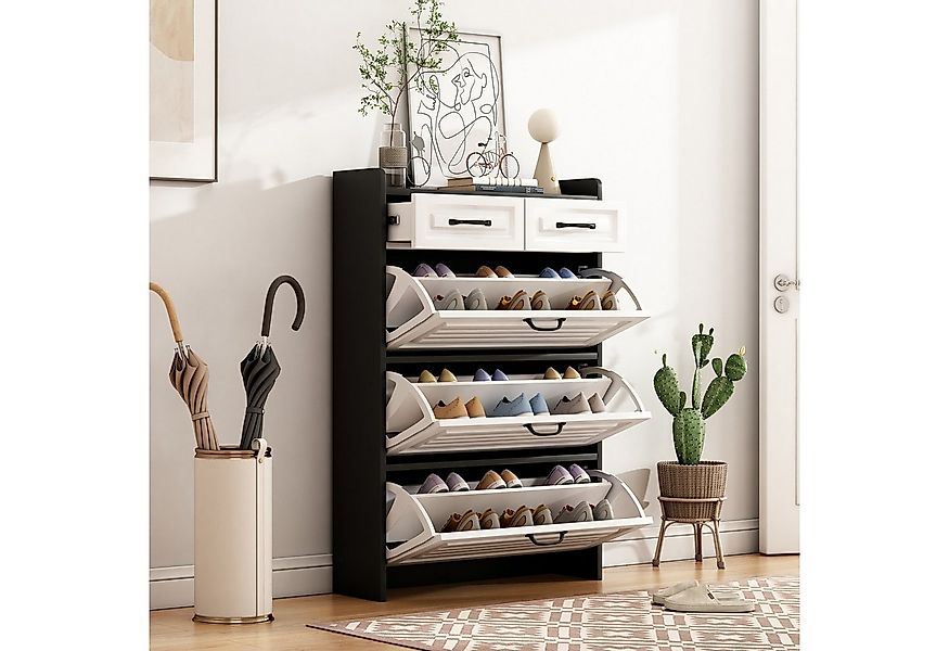 Flieks Schuhschrank (B80/T23,5/H131 cm, 1-St) Schuhkommode mit 3 Klappen un günstig online kaufen
