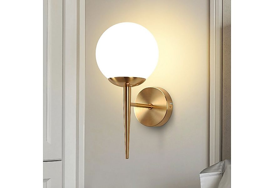 Nettlife Wandleuchte Wandleuchte Vintage Gold Glaskugel E27, LED wechselbar günstig online kaufen