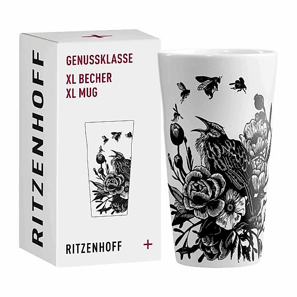 Ritzenhoff Becher "Kaffeebecher XL Genussklasse 525 ml schwarz-weiß" günstig online kaufen