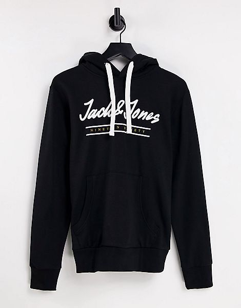 Jack & Jones – Kapuzenpullover zum Überziehen in Schwarz mit Logo günstig online kaufen