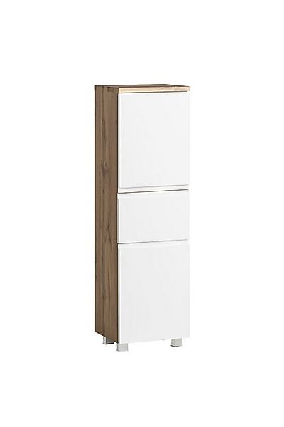 HELD MÖBEL Midischrank in weiß, Wotaneiche, MDF - 40x130x35cm (BxHxT) günstig online kaufen