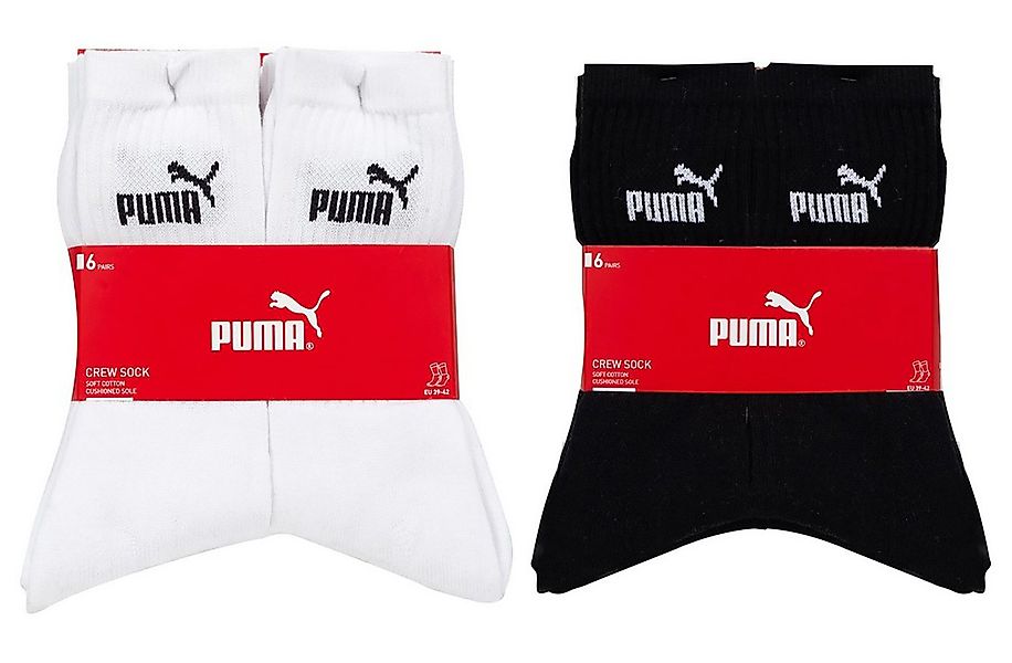 PUMA Sportsocken Herren Elements Crew Sock 12 Paar Schwarz/Weiss günstig online kaufen