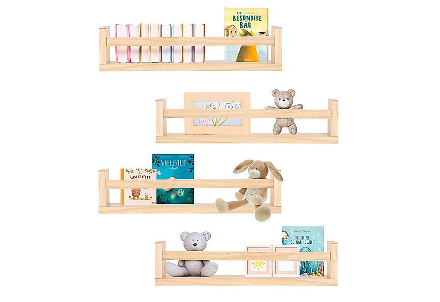 ONVAYA Wandregal Massivholz ǀ Naturholz oder Weiß ǀ 4er-Set aus Holz günstig online kaufen
