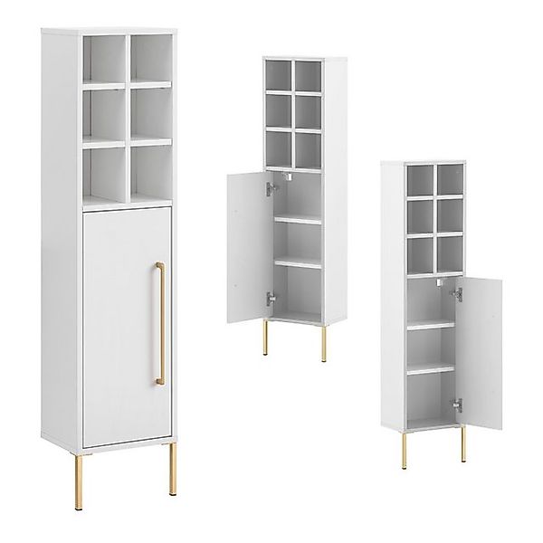 Lomadox Hochschrank SARAY-80 Highboard Badezimmer in Kreideweiß, B/H/T: ca. günstig online kaufen