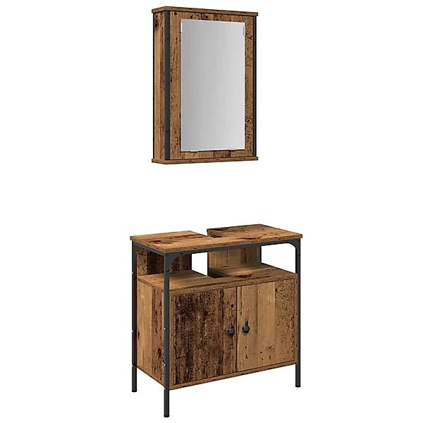 vidaXL Badezimmermöbel-Set mit Regal mit Tür 2-Tlg Braun Holzwerkstoff 3332 günstig online kaufen