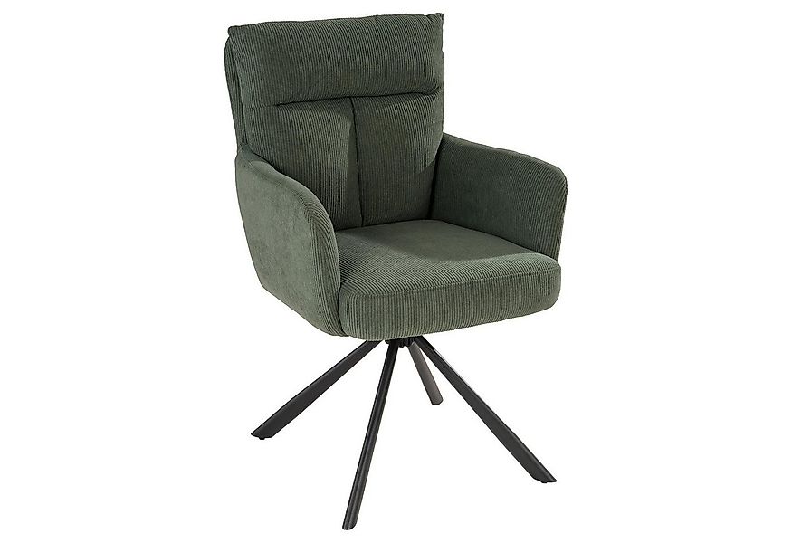Home4You Polsterstuhl, Grün, Cordbezug, Metallgestell, (1 St), 180 Grad dre günstig online kaufen