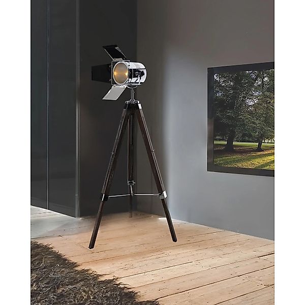 näve Stehlampe Hollywood, ohne Leuchtmittel, Stehleuchte Dreibein aus Holz, günstig online kaufen