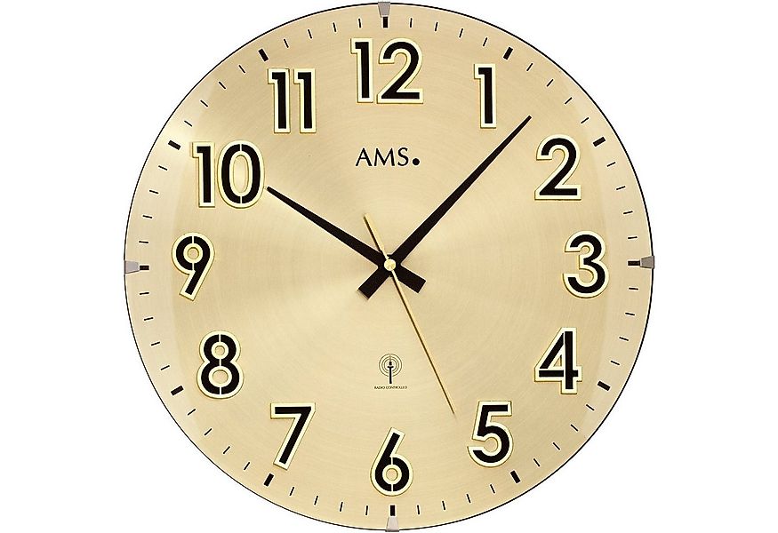 AMS Funkwanduhr F5974 (Quarzuhr,Holz,Wohnzimmer,Esszimmer,Küche,Arbeitszimm günstig online kaufen