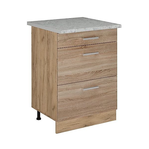 Vicco Unterschrank R-Line, Sonoma/Goldkraft Eiche, 60 cm mit Schubladen, AP günstig online kaufen