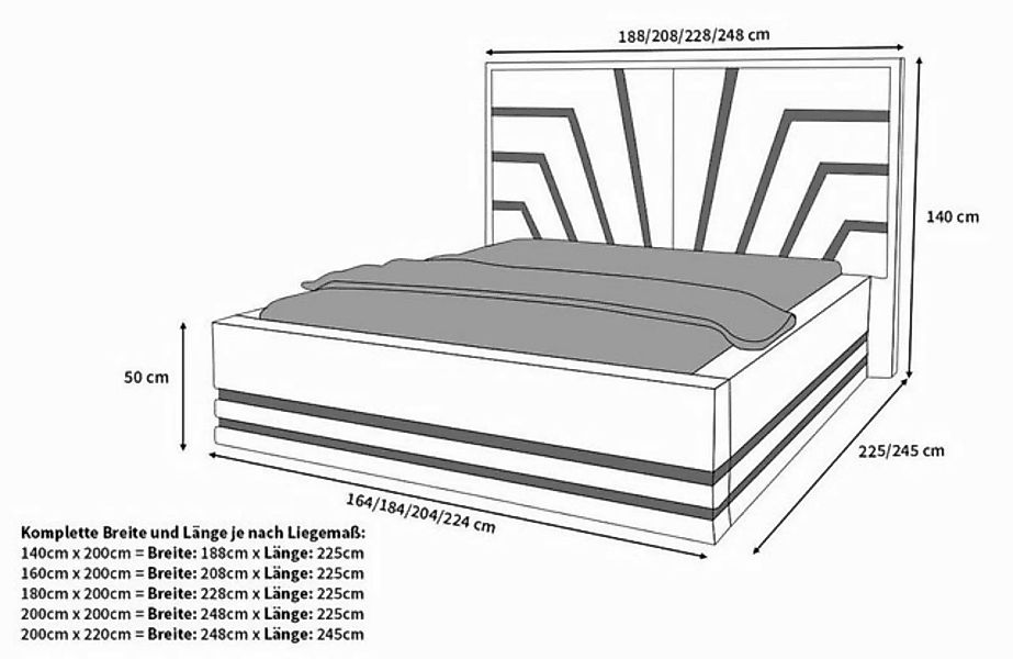 Sofa Dreams Boxspringbett Cecina Bett Kunstleder Premium Komplettbett 200x2 günstig online kaufen